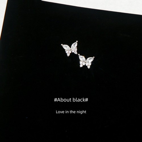 925 Sterling Silver Crystal Colourful Butterfly Stud Earrings Womens Jewellery
