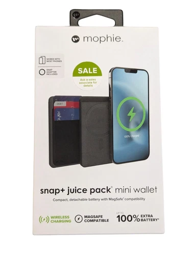 N6.N Mophie Snap+Juice Pack Mini Wallet Wireless Magnetic 5000mah Black