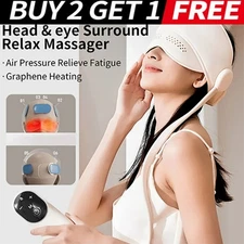 Electric Head Eye Massager 6 Airbag Heating Kneading Headache Migraine Relief 1X