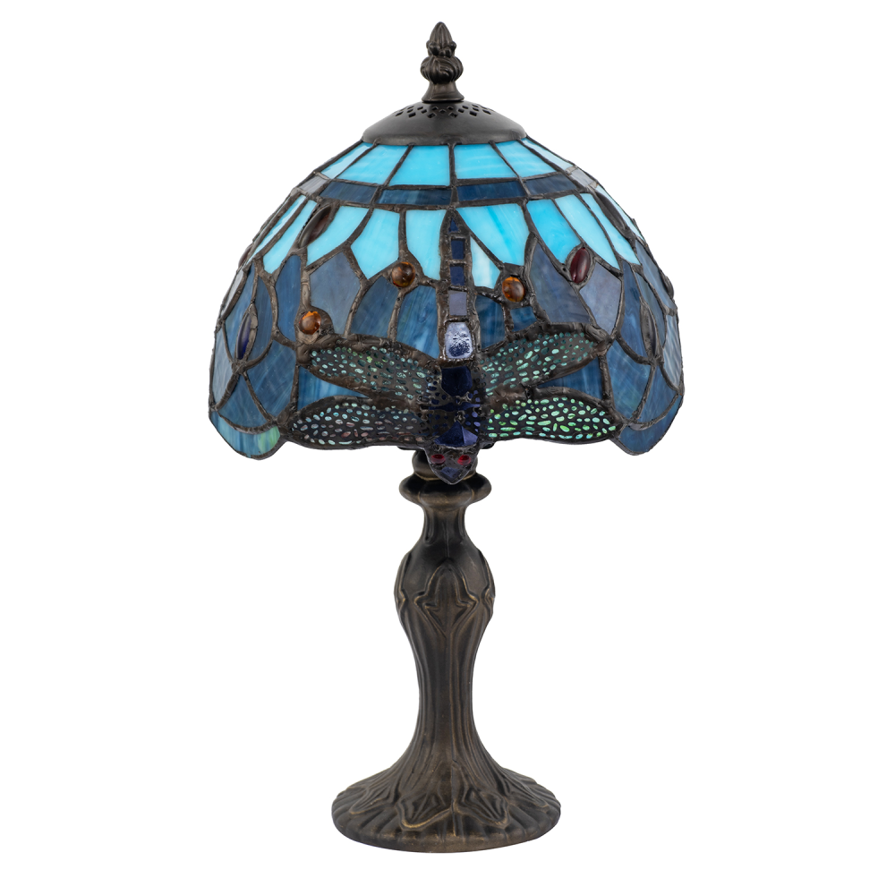 Handmade Midnight and Sky Blue Stained Glass Dragonfly Tiffany Lamp by Happy ...