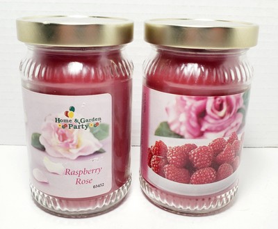 NEW Set Of 2 Home and Garden Party Scented Jar Candle RASPBERRY ROSE Scent  