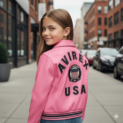 Girls Icon Style Avirex Jacket Faux Leather Girls 2-12 Years Handmade