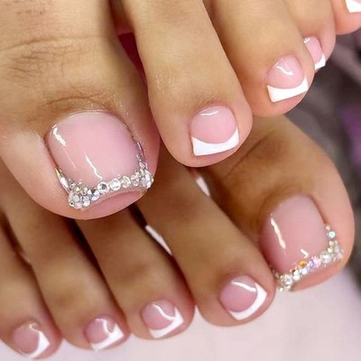 24pcs Artificial Toenails Short Square False Nail For Parties And Special Event