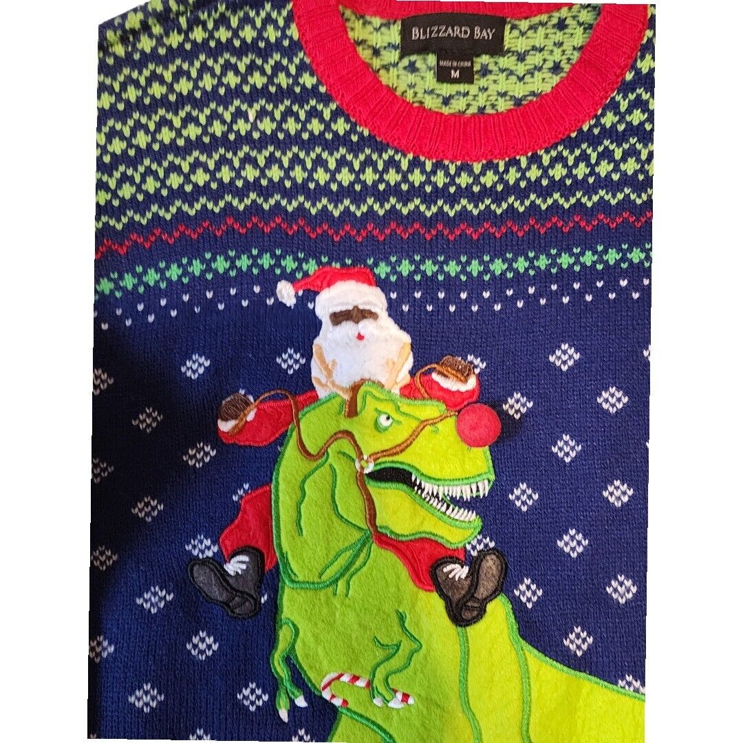 Blizzard Bay Ugly Christmas Sweater Santa Riding … - image 6