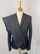 Next Grey Check Skinny Fit 2 Piece Suit Jacket 38R Trousers 34R