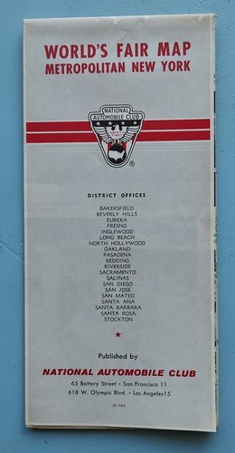 1964 World's Fair Map Metropolitan New York NY Published By NAC Los ...