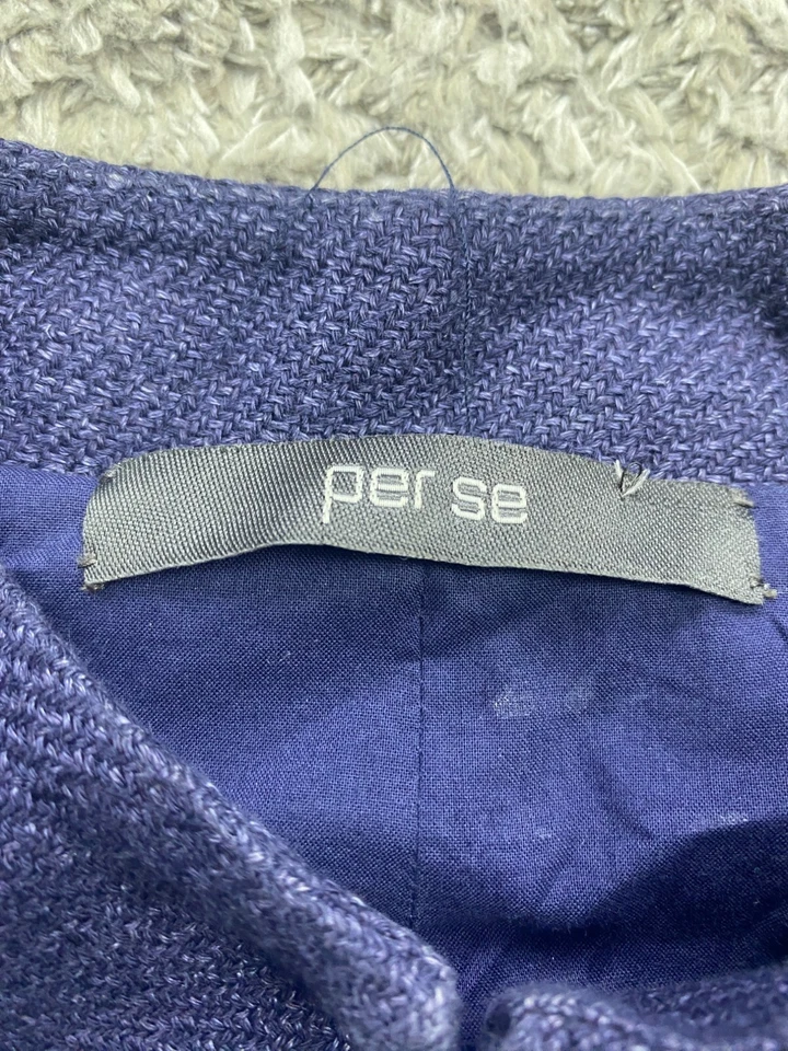 Chaqueta Blazer Per Se By Carlisle Mujer 4 Azul Marino Tweed Forrado Mezcla Kimono Abrigo Foto 4 de 4