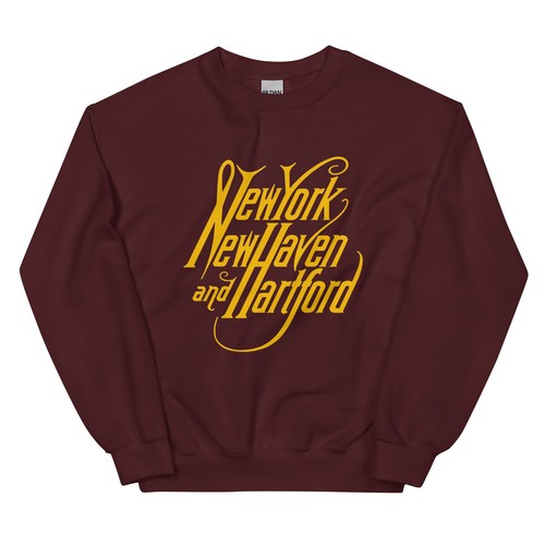 FELPA CREWNECK NEW HAVEN RAILROAD 1872 SCRIPT UNISEX NEW YORK HARTFORD NUOVA - Foto 5 di 6