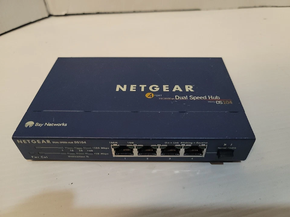 NETGEAR Dual Speed Hub - Model DS 104 - 4 Port 10/100 Mbps - NO CORDS - Image 2 of 3