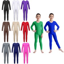 Mädchen Jungen Gymnastikanzug Turnanzug Langarm Overall Ballett Trikot Tanzbody