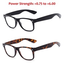 Retro Square Plastic / Clear Lens Reading Glasses Various Strength Colors RE09