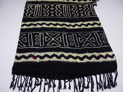 Purple Black & Beige - Abstract Geometric Pattern - 47'' X 70'' Scarf Wrap Shawl!