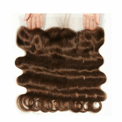 TIMALC HAAR BRASILIANISCHE SPITZE FRONTAL 13X4 OHR ZU OHR 4# KASTANIENBRAUN KÖRPERWELLE 