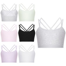 Kids Girls Crop Top Ballet Tops Tennis Vest Active Blouse Competition Bra Tank
