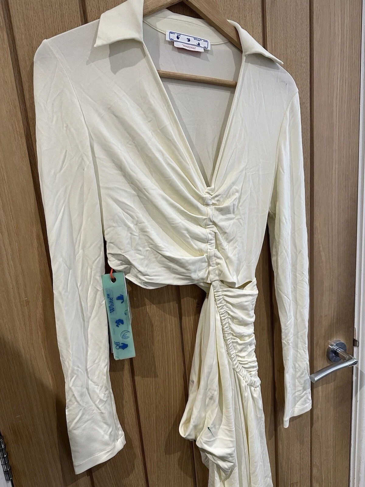 OFF WHITE Abito drappeggiato in crepe OFF WHITE taglia small ORIGINALE PREZZO DI LISTINO £915 #V2