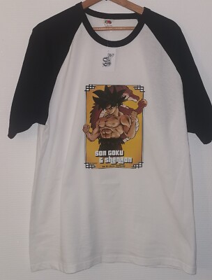 Weißes Goku und Shenron T-Shirt Parodie Bruce Lee Geburtstagsgeschenk Größe M