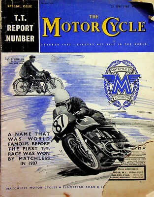 Vintage The Motor Cycle Magazine June 1960 T.T. Report Number M3855