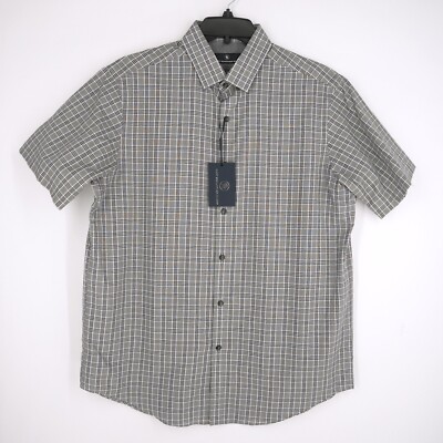 Hart Schaffner Marx Men's Short-Sleeve Shirt Large Black Gray Check NWT $89.50