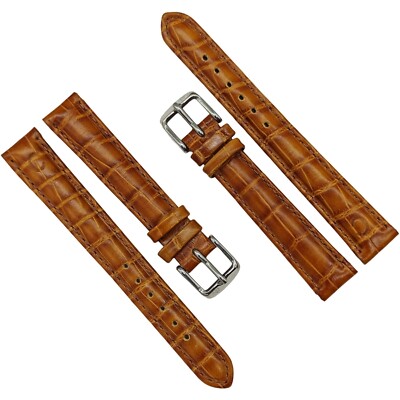 2 X WATCH STRAP - 14 MM x 12 MM - BROWN GENUINE LEATHER OLD STOCK BRACELET BAND