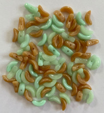 550 Czech Glass Angel Wing Beads Amazonite Tan Bulk Lot 3x10mm Crescent Wings