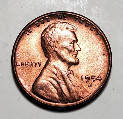 1954 S LINCOLN WHEAT PENNY FILLED 9 ERROR UNC #P1273