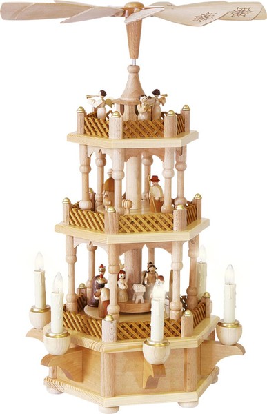 Richsrd GläSser,Pyramide Geburt 2-StöCkig, Elektrisch,Seiffen, Erzgebirge#16715-image