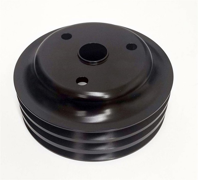 SB Chevy LWP BLACK 3 Groove Crankshaft Pulley Long Water Pump SBC 350 Crank eBay