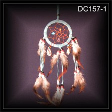 mini Stein-Muschel Traumfänger, Indianer Dreamcatcher, türkis 6x25cm (DC157-1)