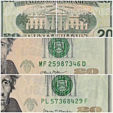 Lot of 2-Two 8 Digit Broken Ladders 2017A & 2013 $20 Bill Fancy Serial Numbers