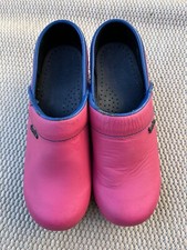 Sanita Original Closed Clogs in Hot Pink With Blue Trim 37/ US 6.5 Nurse Clogs