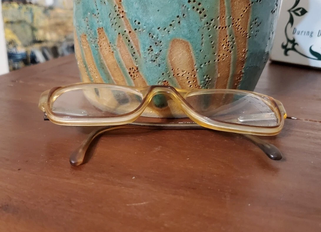 Safilo Elasta 1055 Full Rim Used Eyeglasses Frames Translucent Yellowish Color