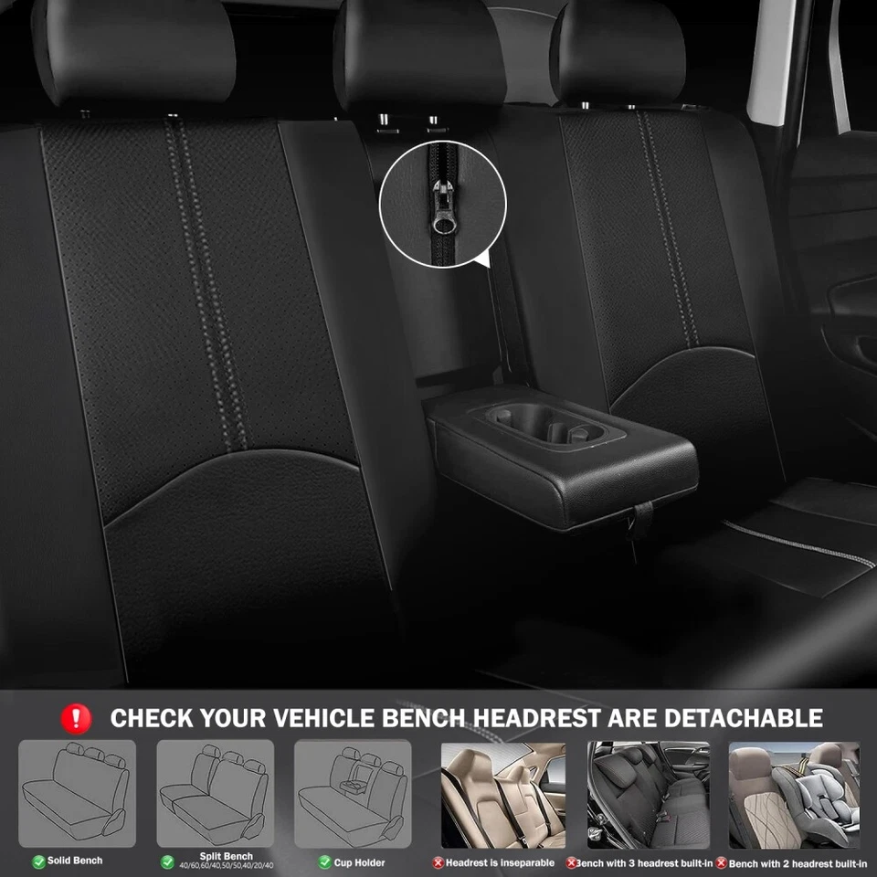 Fundas de asiento de coche para Nissan 2/5 asientos cuero PU protector delantero trasero impermeable Foto 4 de 4