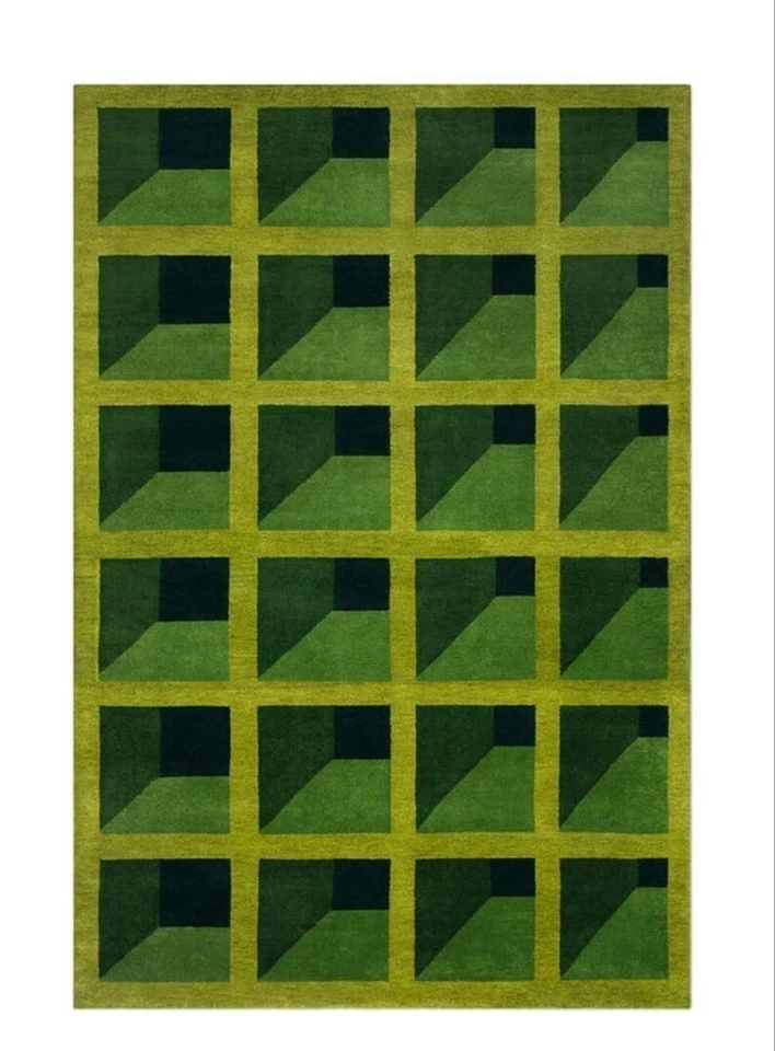 5x8|6x9|8x10|9x12| Green Brick box illusion NZ woolen carpet area rug any room - Image 3 of 4