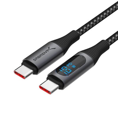 SABRENT USB C To USB C Charging Cable With Smart Display 2M 6.5FT CB-C2C2