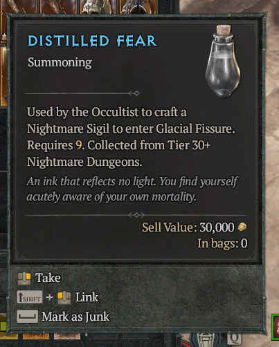Diablo 4 IV Season 5 S5⭐200x Distilled Fear Beast in the Ice 
