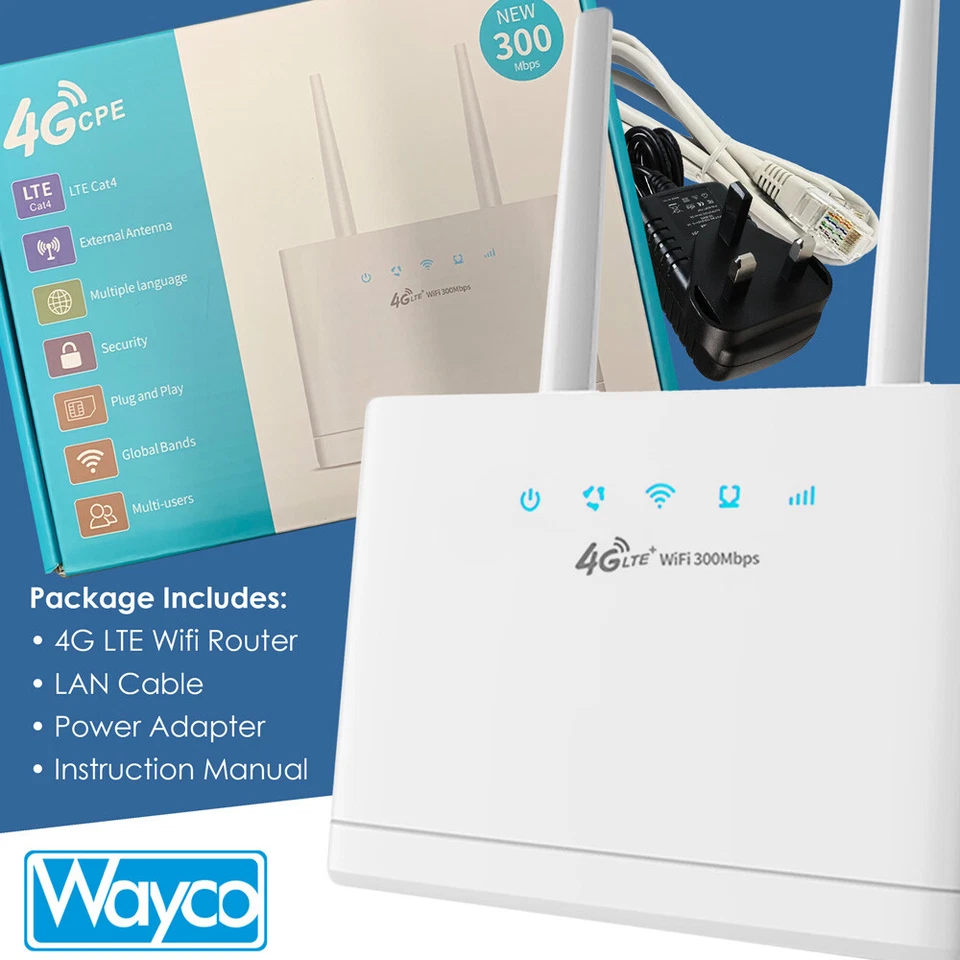 4G WiFi Router Wireless 300Mbps Hotspot & SIM Card UNLOCKED & Port Forwarding UK - Image 3 of 4