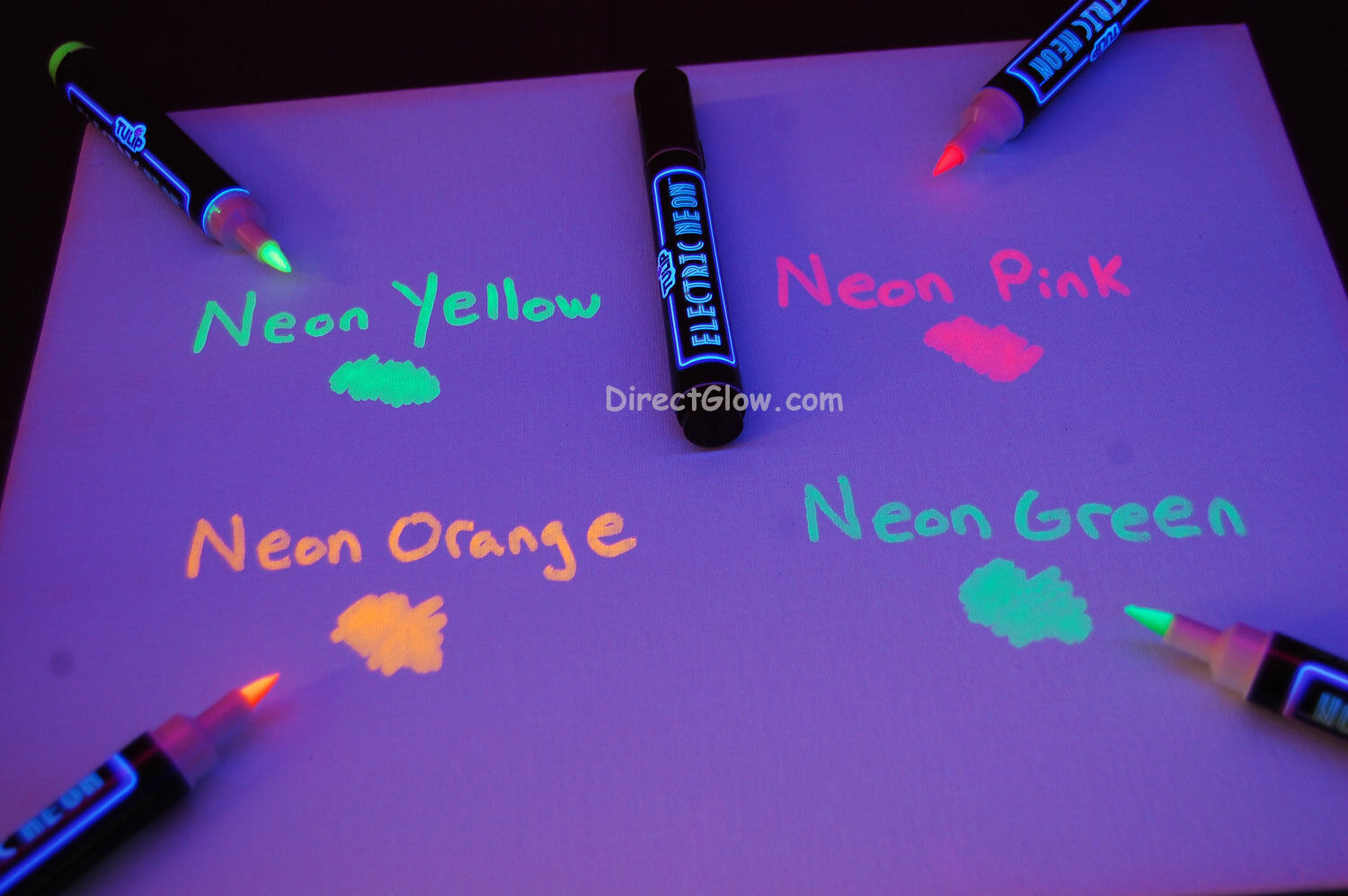 Blacklight Reactive UV Glow Electric Neon Permanent neon Fabric Markers 5 Pack 
