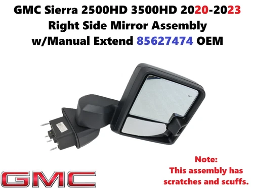 GMC Sierra 2500HD 2020-2023 Right Side Mirror Assembly w/Manual Extend 85627474