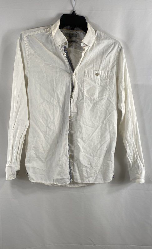 Ted Baker Men's White Cotton Long Sleeve Button Down Shirt Sz 2 S