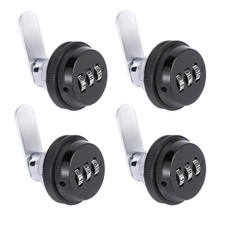 4 Pack Combination Cabinet Lock 3/4" Cylinder Cam Locks Black