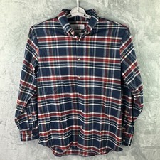 Mizzen Main Plaid Button Down Shirt Mens XL Trim Fit Performance Stretch