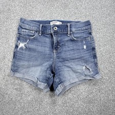 Abercrombie Kids Girl's 13/14 Denim Blue Distressed Midi Shorts