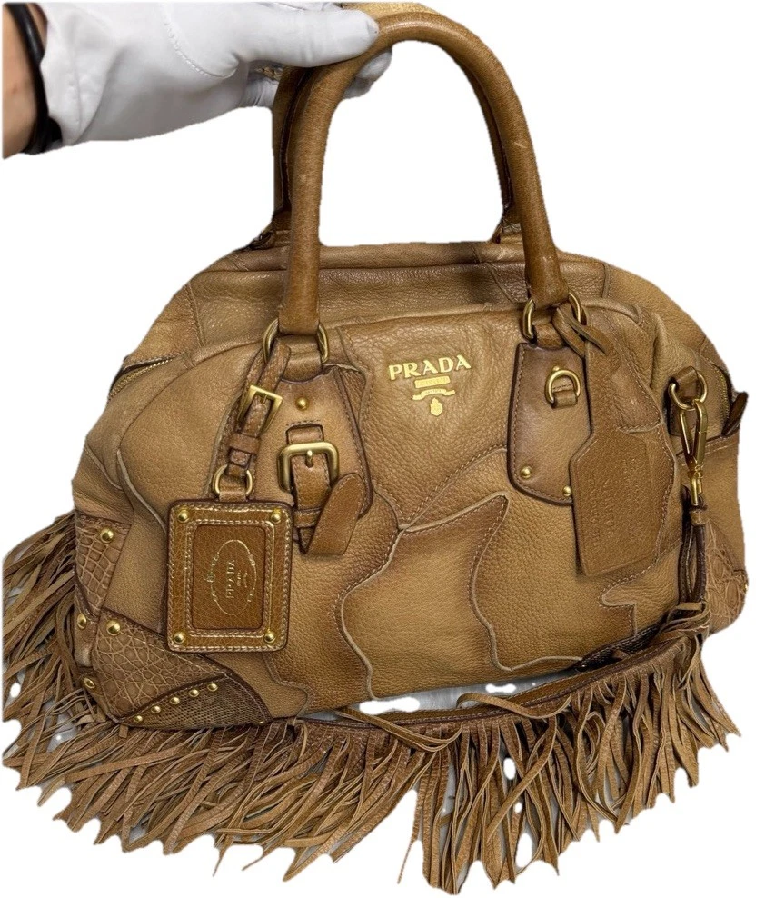 PRADA（プラダ） フリンジトートバッグ レザー ブラウンスタッズ装飾 PRADA Fringe Tote Bags & Handbags for Women for sale | eBay