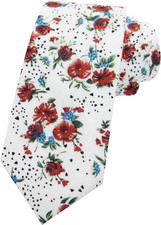 Men Skinny Tie Cotton Floral Necktie for Wedding Groomsmen Tie