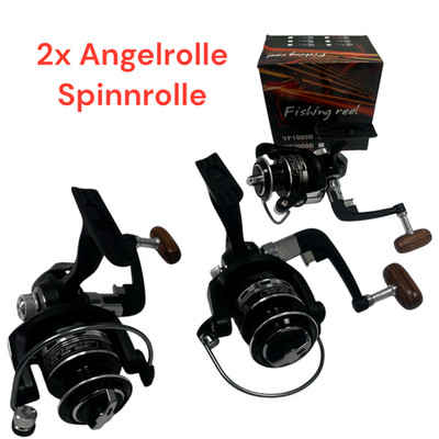 2x Angelrolle YF1000B Spinnrolle Frontbremse & Holzgriff für Barsch Zander Hecht