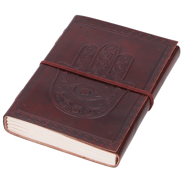 Lederbuch, Notizbuch, Tagebuch, Schreibbuch Mit Ledereinband 100 Seiten - Hamsa-image