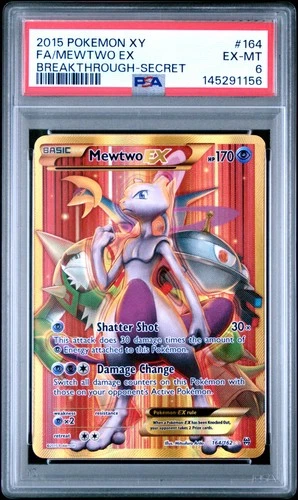2015 POKEMON XY BREAKTHROUGH SECRET #164 FULL ART/MEWTWO EX PSA 6