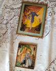 Vintage Reverse Painted Framed Bubble Glass Set 1930's — photo 1