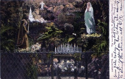 ST ELIZABETH HOSPITAL GROTTO lafayette in antique postcard indiana lourdes