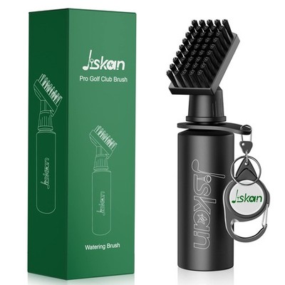 Jiskan Pro Golf Club Brush Cleaner with Retainer Clip and Squeeze Water Black